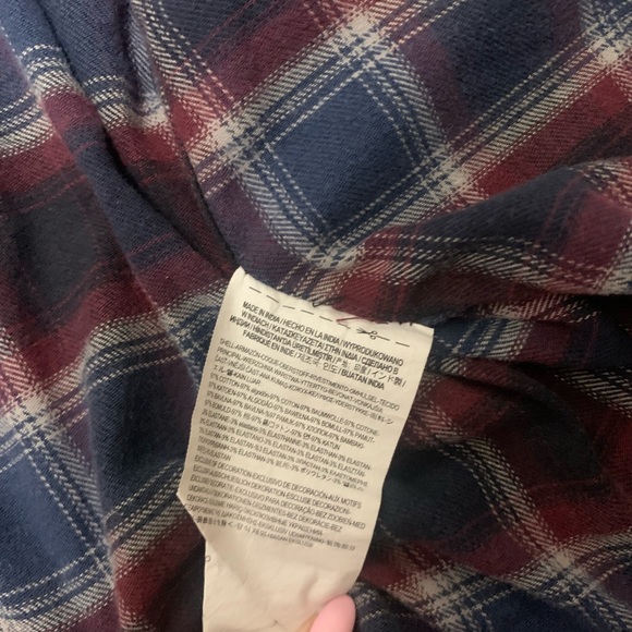 VANS Off The Wall Mens Red White Blue Plaid Flannel Button Up Shirt Size L - Picture 7 of 7